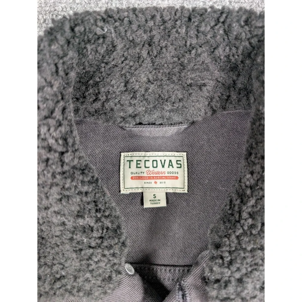 Tecovas Denim Trucker Jacket Mens Small Black Detachable‎ Sherpa Collar Western